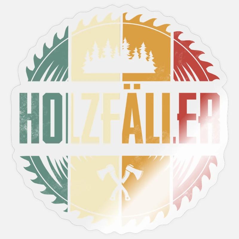 bûcheron - Sticker taille S (10 x 10 cm) - brillant transparent