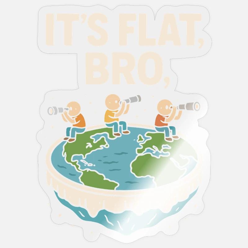C’est plat, frère - Sticker taille S (10 x 10 cm) - brillant transparent
