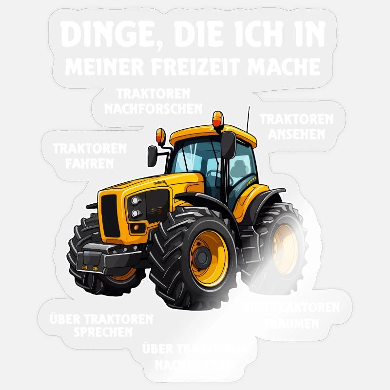 Dinge die ich meiner Freizeit mache Tractor  - Sticker Größe S (10 x 10 cm) - Transparent glänzend