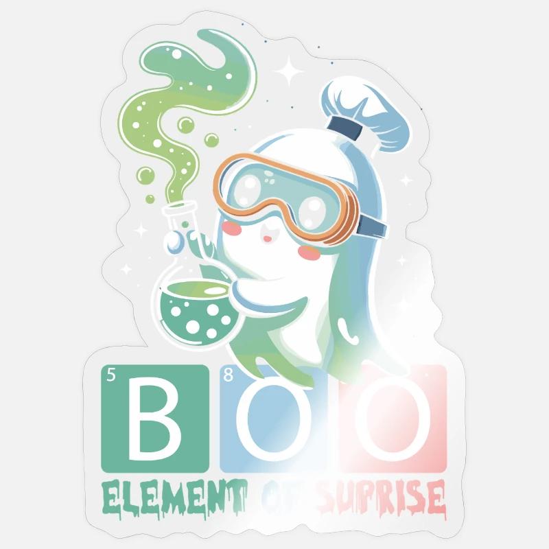 Fantôme mignon Halloween Automne - Sticker taille S (10 x 10 cm) - brillant transparent