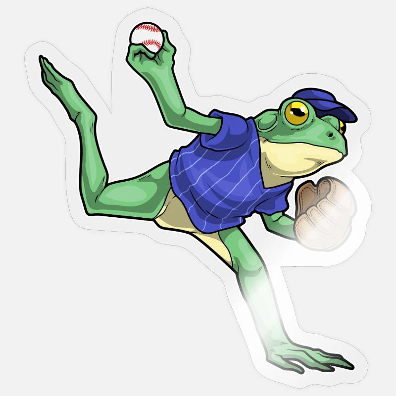 Frosch Baseball Baseballhandschuh - Sticker Größe S (10 x 10 cm) - Transparent glänzend