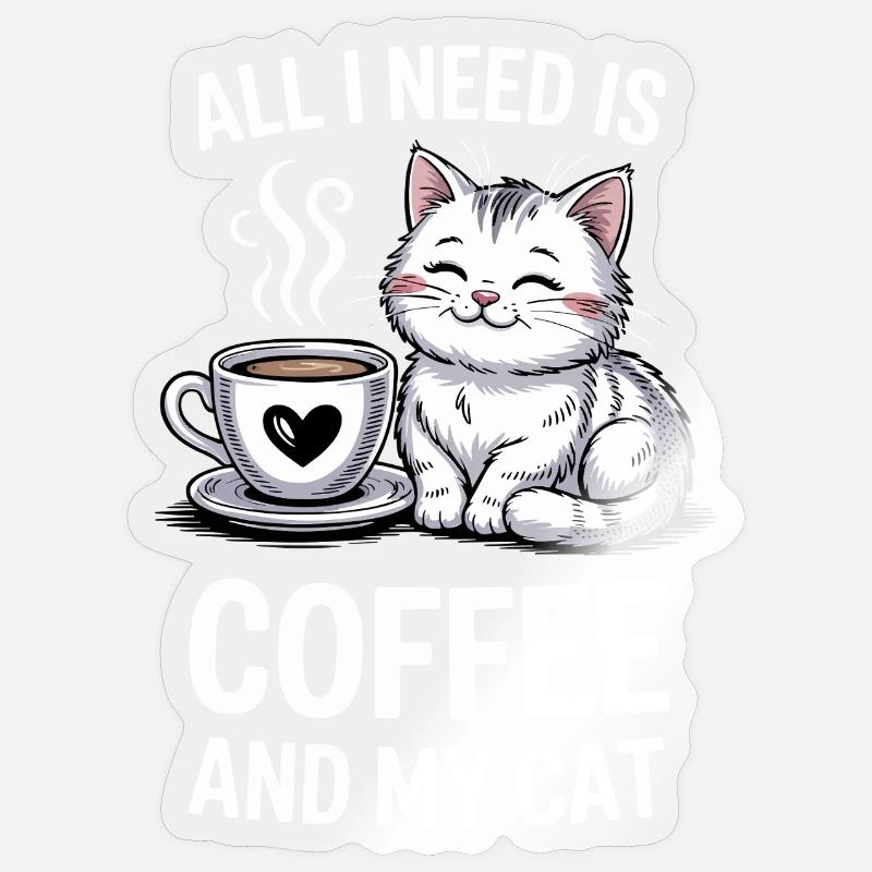Conception de citation de café et de chat Sticker taille S (10 x 10 cm)