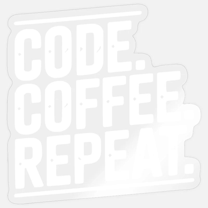 Code Kaffee-Wiederholung - Sticker Größe S (10 x 10 cm) - Transparent glänzend