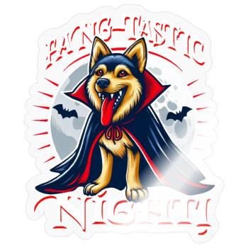 Vampire Chien Fang-tastic Nuit d’Halloween - Sticker taille S (10 x 10 cm) - brillant transparent - Devant