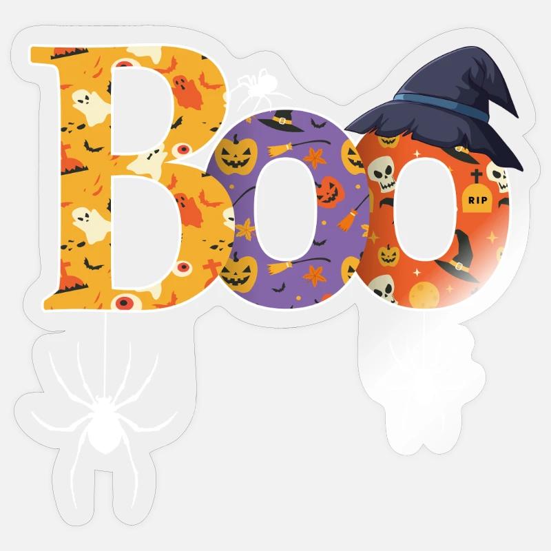 Boo Pattern Halloween - Sticker size S (10 x 10 cm) - transparent glossy