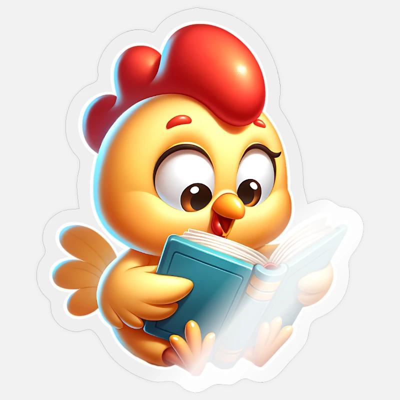 Lecture de poulet - Sticker taille S (10 x 10 cm) - brillant transparent