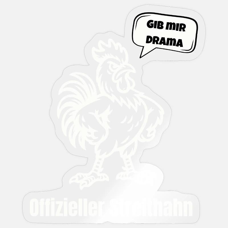 Streithahn Drama Spruch - Sticker Größe S (10 x 10 cm) - Transparent glänzend