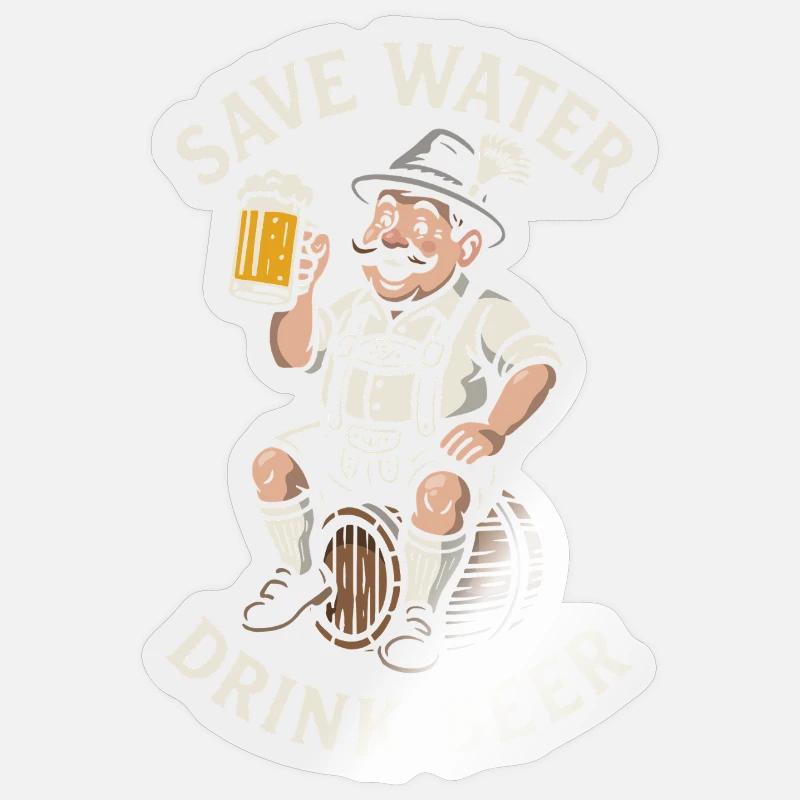 Save water drink beer - Biertrinker - Spruch - Sticker Größe S (10 x 10 cm) - Transparent glänzend
