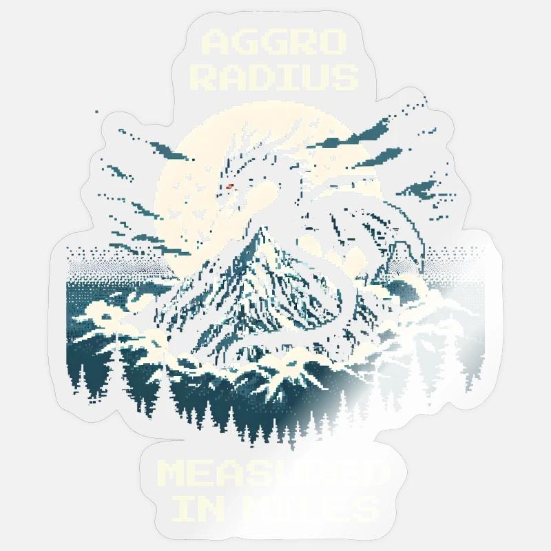 Aggro-Radius | Retro Drache Pixel Art - Sticker Größe S (10 x 10 cm) - Transparent glänzend