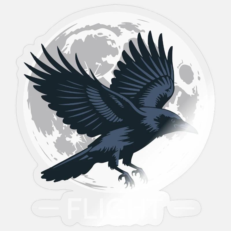 Moonlit Raven Flight - Sticker size S (10 x 10 cm) - transparent glossy