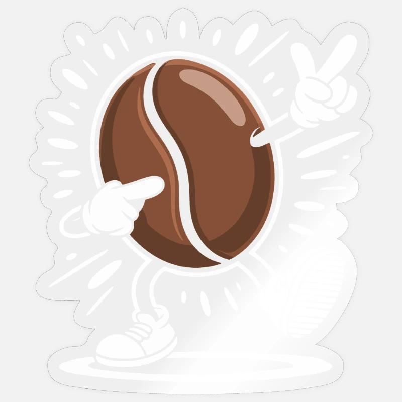 Caffeine Coffee Bean Comic Coffee - Sticker Größe S (10 x 10 cm) - Transparent glänzend