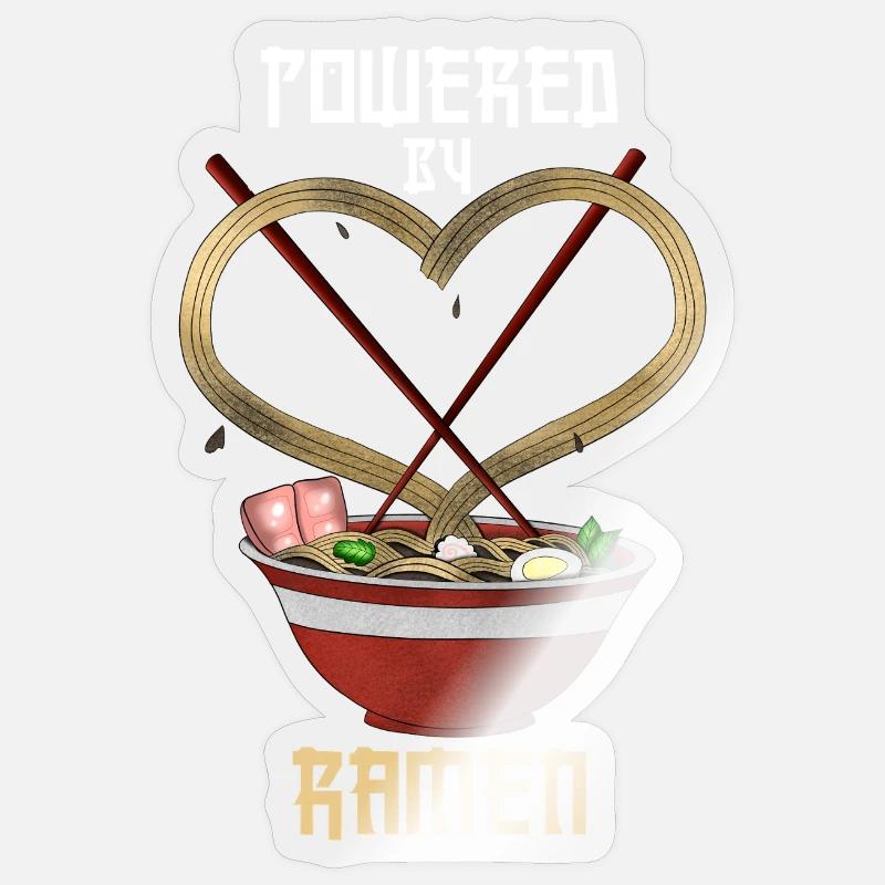 Propulsé par Ramen Funny Tee - Sticker taille S (10 x 10 cm) - brillant transparent