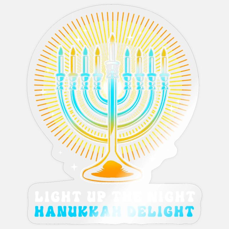 Hanoukka Hanoukka Hanoukka - Sticker taille S (10 x 10 cm) - brillant transparent