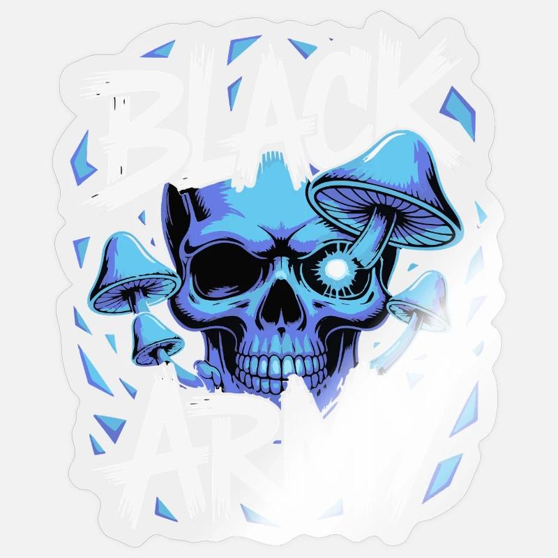 Champignons de l’armée du crâne bleu - Sticker taille S (10 x 10 cm) - brillant transparent