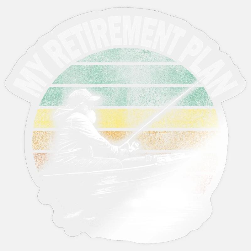 Mon plan de retraite : Pêcher dans le bateau Sticker taille S (10 x 10 cm)