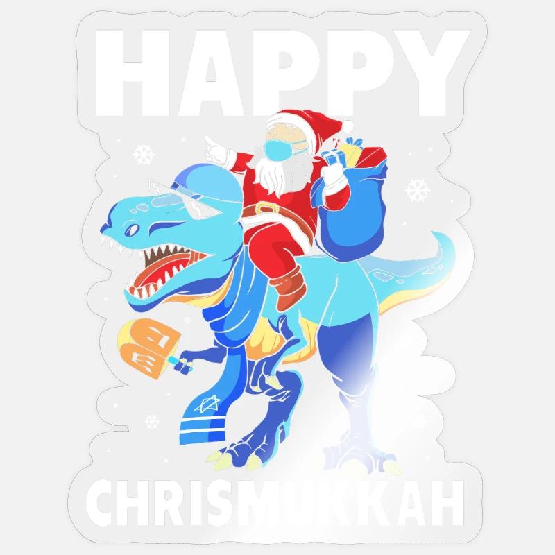 Hanoukka Hanoukka Hanoukka Noël - Sticker taille S (10 x 10 cm) - brillant transparent