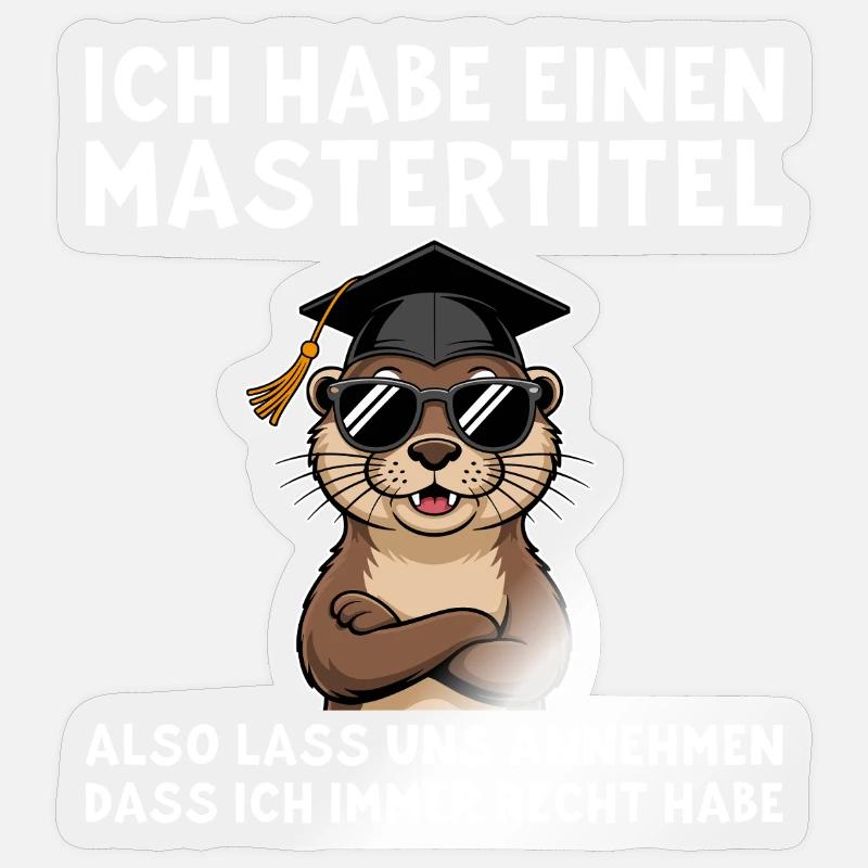 Mastertitel - Lustiger Otter Master Abschluss - Sticker Größe S (10 x 10 cm) - Transparent glänzend