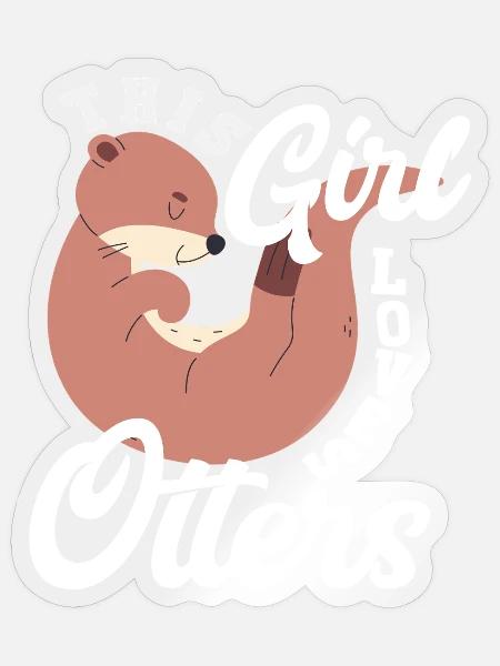 Seeotter Cartoon Mädchen - Sticker Größe S (10 x 10 cm) - Transparent glänzend