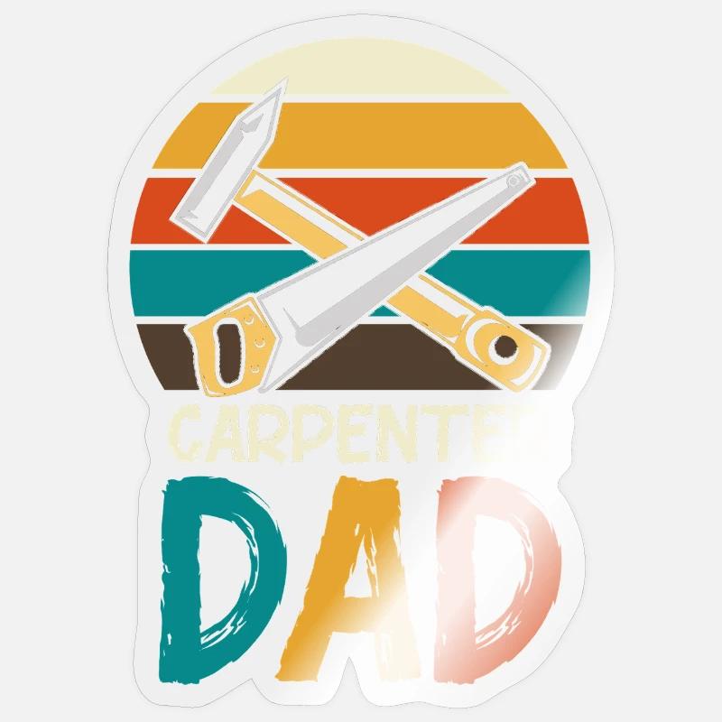 Carpenter Father Retro Tools - Sticker size S (10 x 10 cm) - transparent glossy