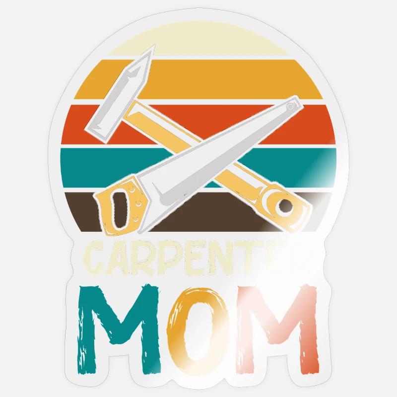 Schreiner Mutter Retro Werkzeug - Sticker Größe S (10 x 10 cm) - Transparent glänzend