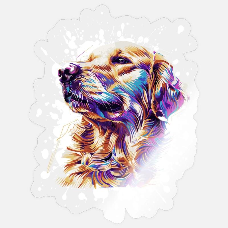 Farbiges Hundeporträt Spritzer - Sticker Größe S (10 x 10 cm) - Transparent glänzend