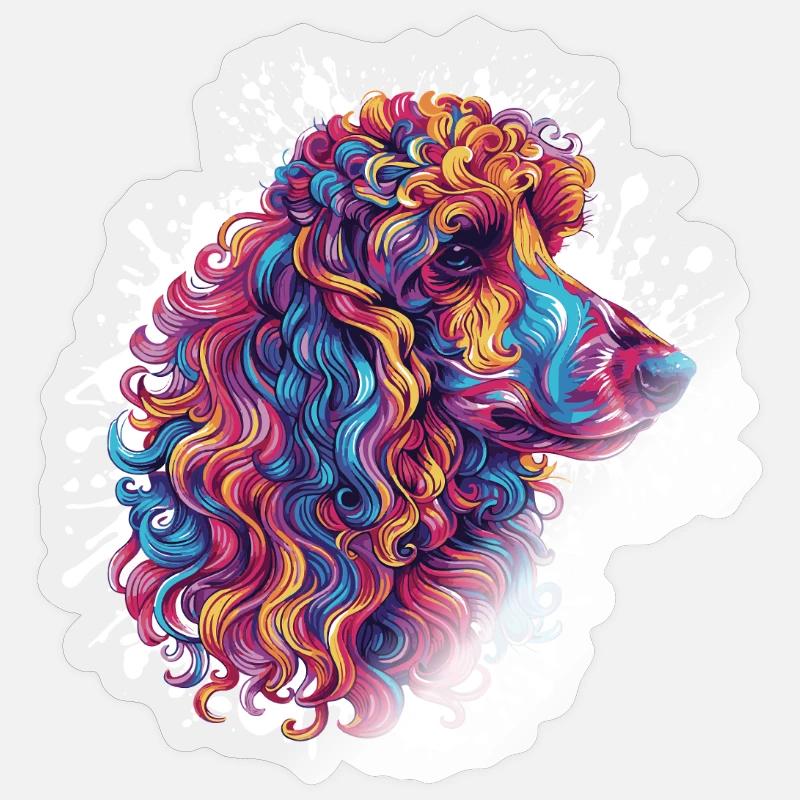 Colored Poodle Head Artwork Sticker size S (10 x 10 cm)