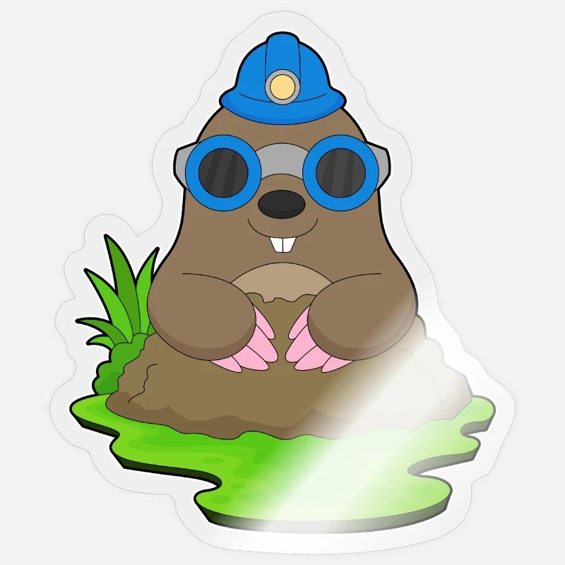 Mole Miner Mining Helmet Mining - Sticker size S (10 x 10 cm) - transparent glossy