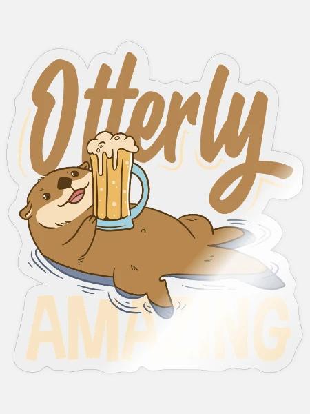Seeotter Cartoon Otterly Amazing - Sticker Größe S (10 x 10 cm) - Transparent glänzend
