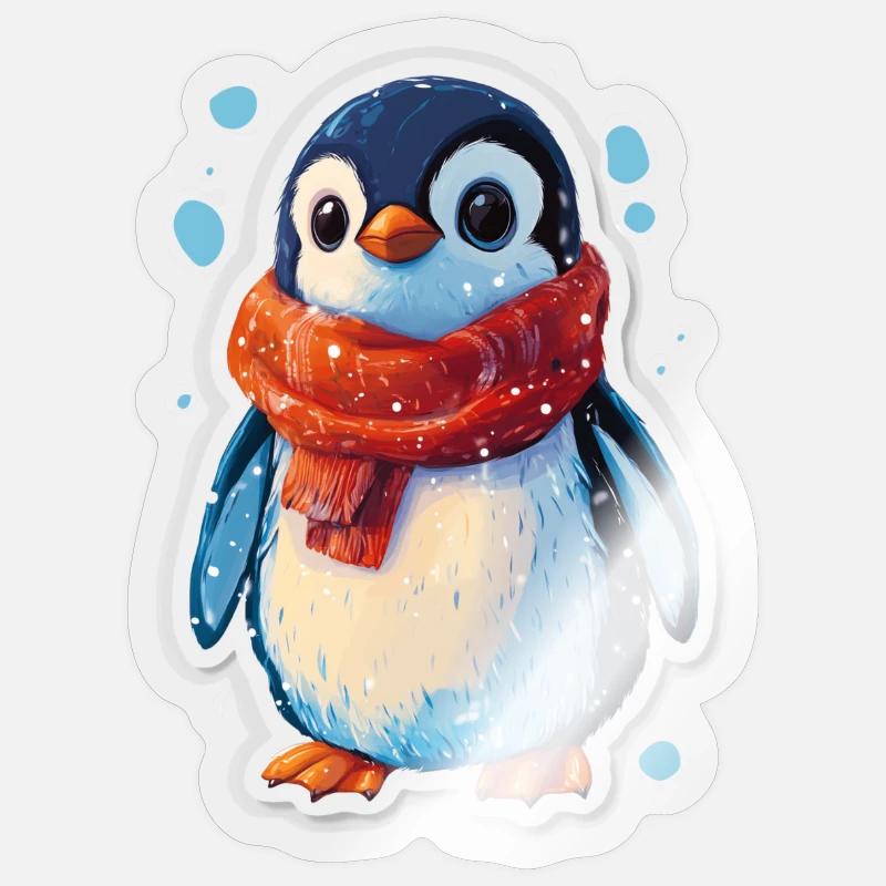 Pingouin - Sticker taille S (10 x 10 cm) - brillant transparent