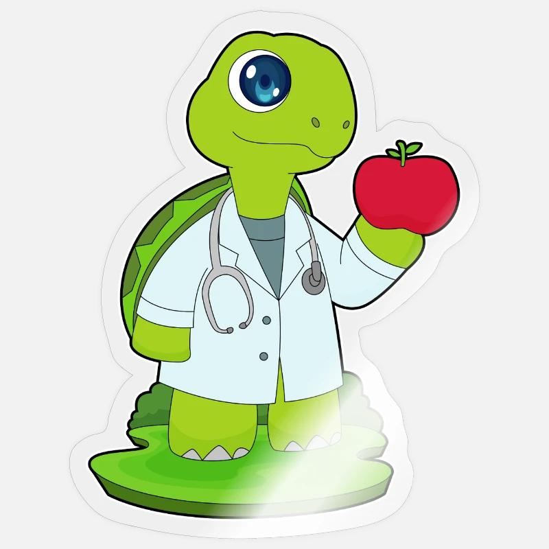 Stéthoscope Turtle Doctor - Sticker taille S (10 x 10 cm) - brillant transparent