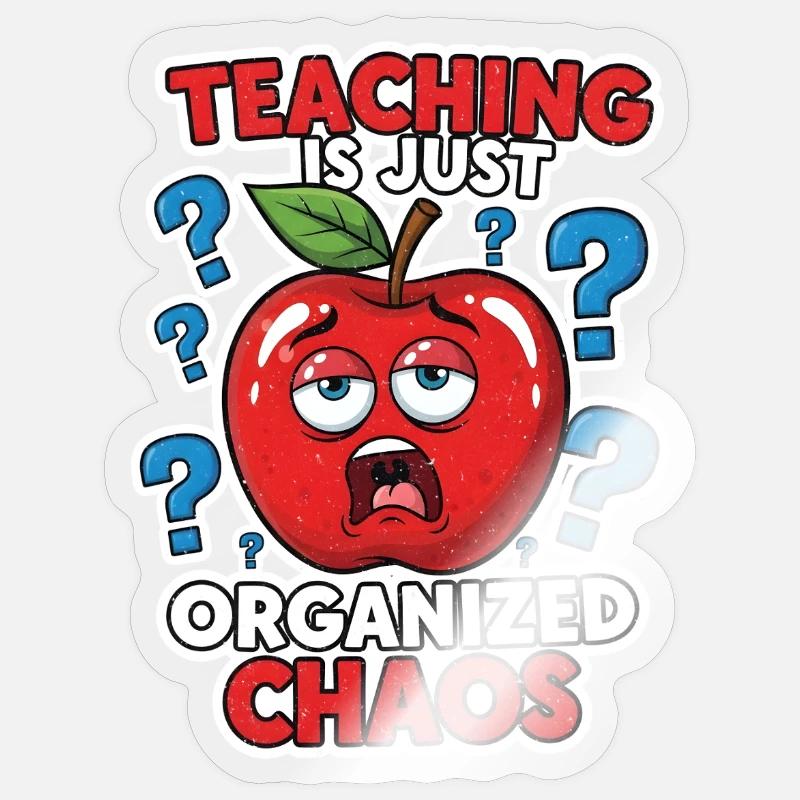 Chaos en classe – enseignant-enseignant - Sticker taille S (10 x 10 cm) - brillant transparent