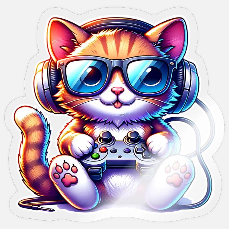 Jeux de chat - Sticker taille S (10 x 10 cm) - brillant transparent