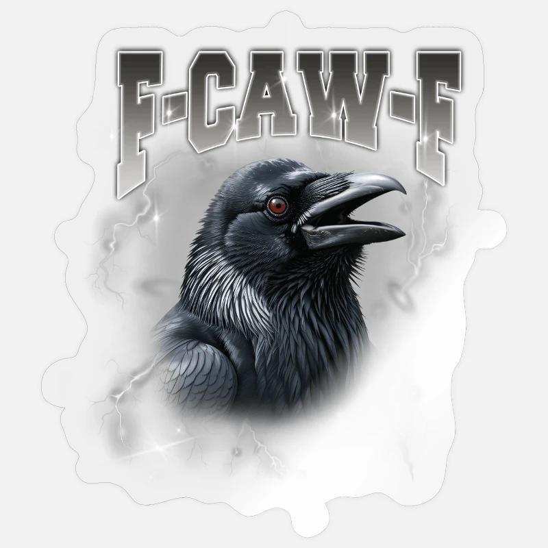 F-Caw-E Rabensturm Graphik - Sticker Größe S (10 x 10 cm) - Transparent glänzend