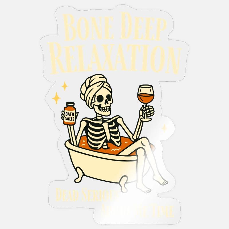 Bone Deep Relaxation – Fun Skeleton Wellness Sticker size S (10 x 10 cm)