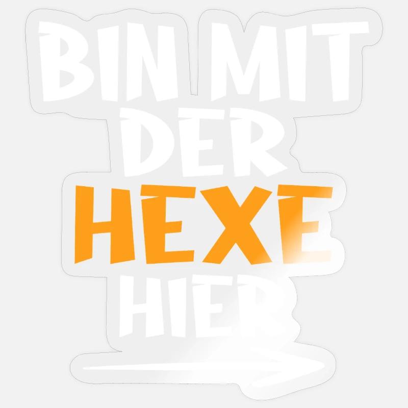 Bin mit der Hexe hier - Sticker Größe S (10 x 10 cm) - Transparent glänzend