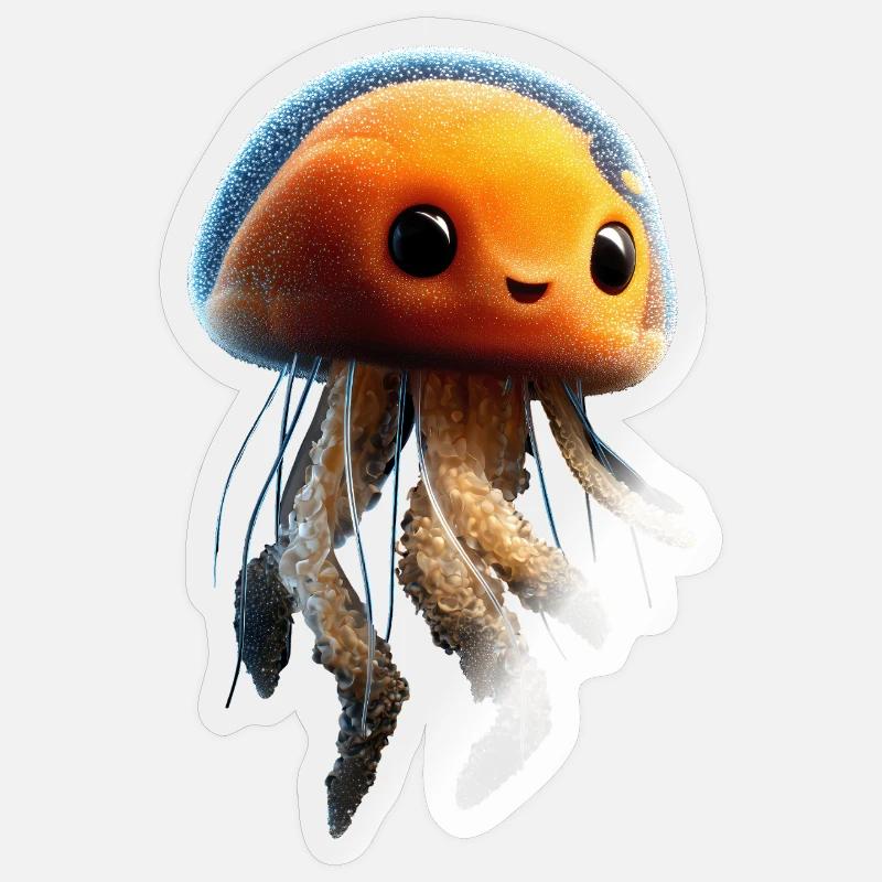 Méduse Méduse de feu Méduse Méduse mignonne Sticker taille S (10 x 10 cm)