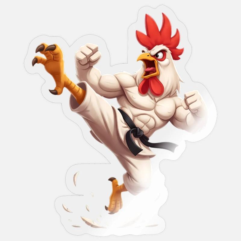 Karaté du coq de combat - Sticker taille S (10 x 10 cm) - brillant transparent