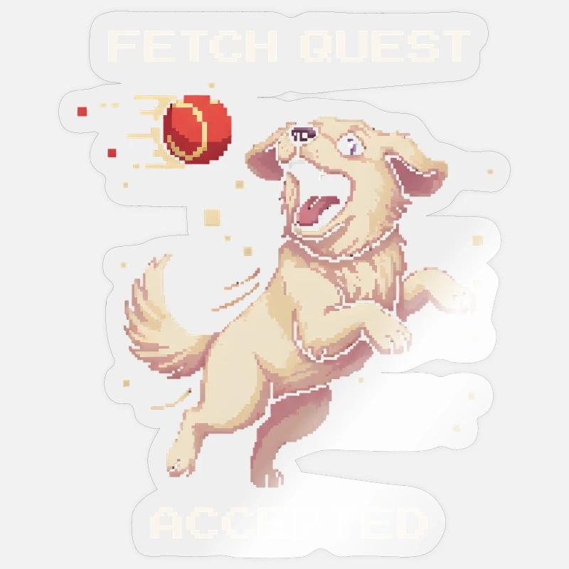 Fetch Quest Accepted | Dog playing ball Sticker size S (10 x 10 cm)