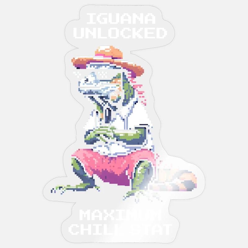 Iguane débloqué | Chill-Stat Max - Sticker taille S (10 x 10 cm) - brillant transparent
