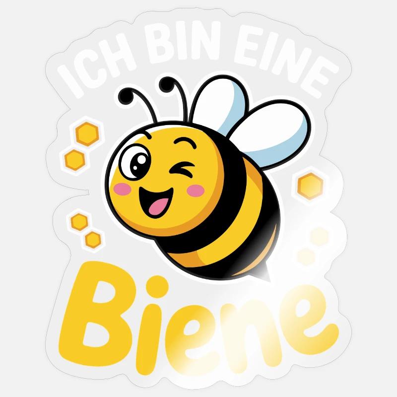 Ich Bin Eine Biene Faschingskostüm - Sticker Größe S (10 x 10 cm) - Transparent glänzend