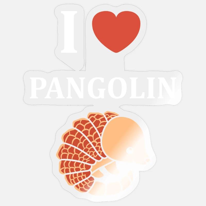 J'aime le pangolin - Sticker taille S (10 x 10 cm) - brillant transparent