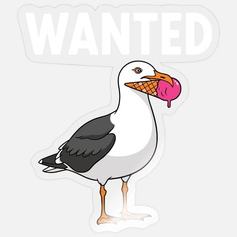 Gesucht Möwe Eiscreme Abenteuer Sticker Größe S (10 x 10 cm)
