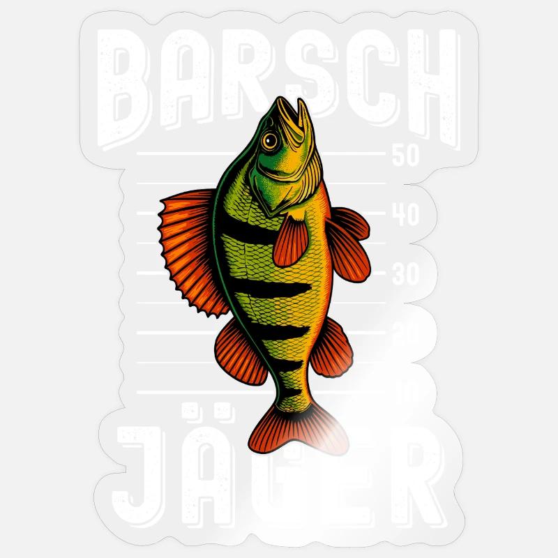 Barsch Jäger Barschangler Barsch Flussbarsch Angel - Sticker Größe S (10 x 10 cm) - Transparent glänzend