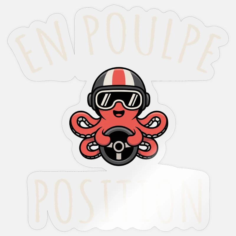 In octopus position Funny pun - Sticker size S (10 x 10 cm) - transparent glossy