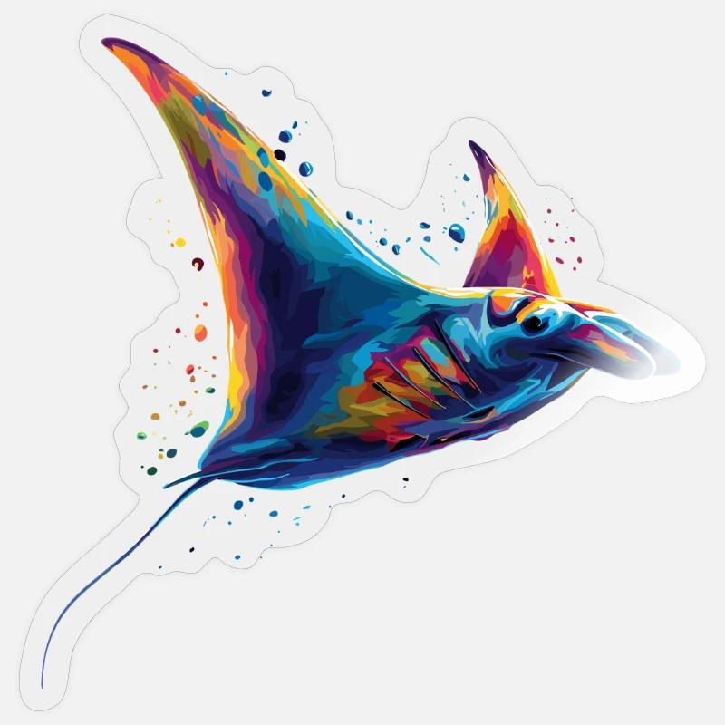 Manta Ray, Devil Ray, Stingray, Diver Sticker size S (10 x 10 cm)
