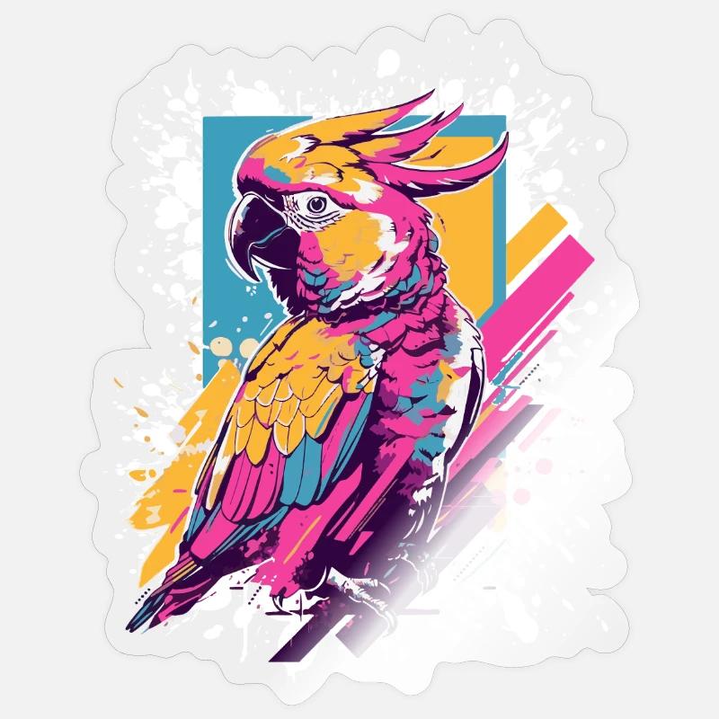 Explosion de couleurs de perroquet néon Sticker taille S (10 x 10 cm)