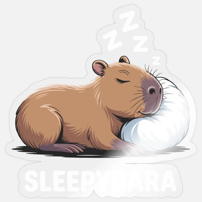 Sleepybara Capybara Dormir - Sticker taille S (10 x 10 cm) - brillant transparent