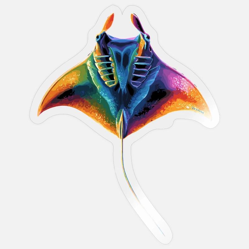 Manta Ray, Devil Ray, Stingray, Diver Sticker size S (10 x 10 cm)