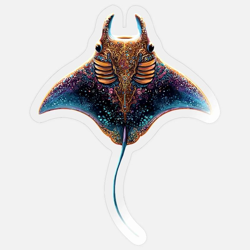 Manta Ray, Devil Ray, Stingray, Diver Sticker size S (10 x 10 cm)