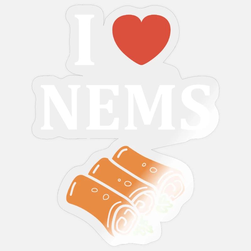 I like NEMS and Spring Rolls Sticker size S (10 x 10 cm)